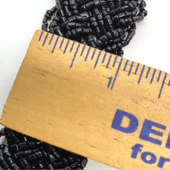 Black Seed Bead Bohemian Wide Braided Collar Necklace - Picture 6 of 8